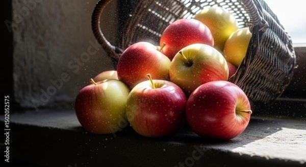 Fototapeta Pile of Mixed Apples Rustic Background