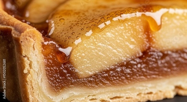 Fototapeta Caramelized Baked Apple Slice Macro
