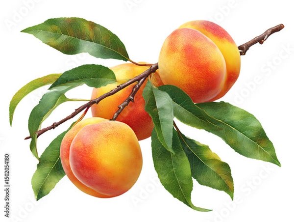 Obraz peaches with leaves on png