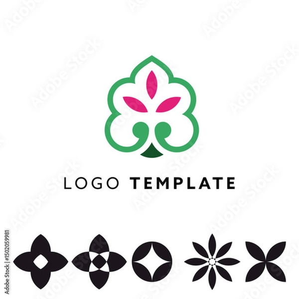 Fototapeta Tree abstract geometric logo design. Eco minimalizm style symbol 