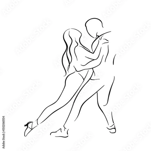 Fototapeta Bachata dance vector sketch. Hand drawn kine illustration.