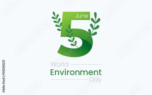Fototapeta World Environment Day, celebrated every year on June 5th. Poster Design with Angka 5 World Environment Day