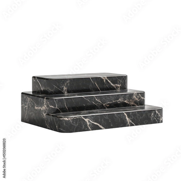 Fototapeta Three level marble podium for product display isolated on transparent background