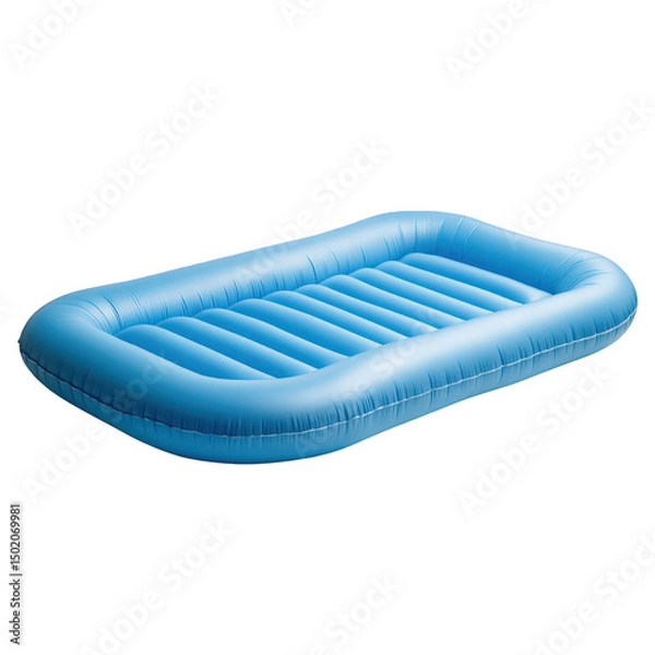 Fototapeta Inflatable blue boat for pool or beach isolated on transparent background