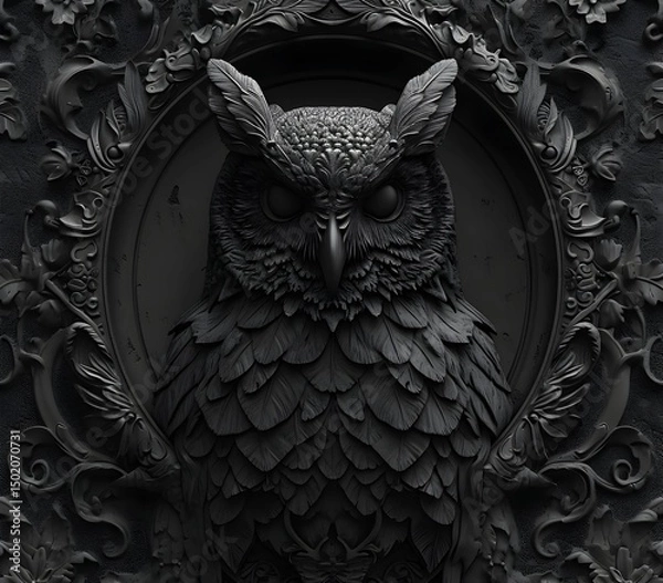 Fototapeta Portrait of owl animal for atmospheric as gothic 