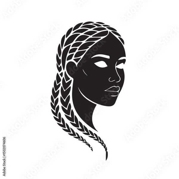 Fototapeta Beautiful female face with hair braids icon
