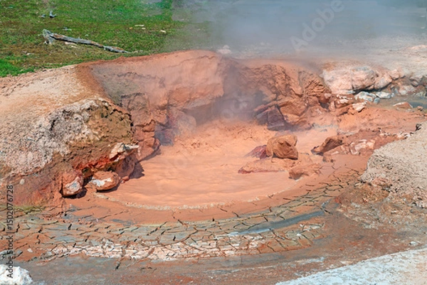 Obraz Red Mud and Steam in a Thermal Pool