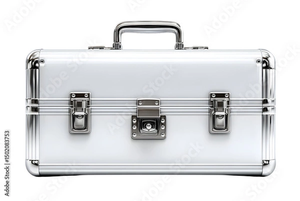 Fototapeta Silver Briefcase with Secure Latches and Handle Ideal for Business Travel or Storage Solutio