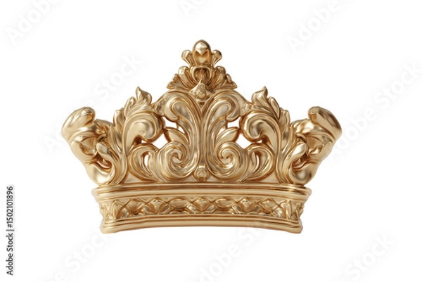 Fototapeta A set of luxurious golden section signs sculpted and crowned with smooth realistic 3D design, isolated on a transparent background