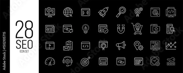 Fototapeta Simple SEO Icons – Perfect for Digital Strategy & UX Design