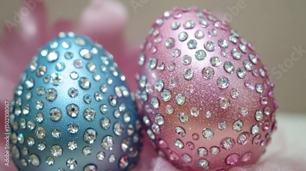 Fototapeta Sparkling, decorated Easter eggs