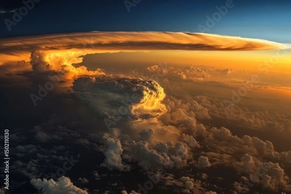 Fototapeta Aerial view of dramatic sunset clouds