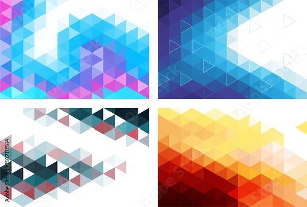 Obraz Triangle Background Collection Geometric Abstract Design With Lines Circles Minimal Vector Art For Wallpaper Banner Card Book And Web Landing Page