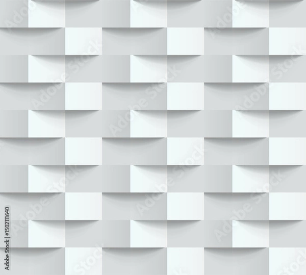 Obraz White geometric seamless pattern with rectangles and ribbon