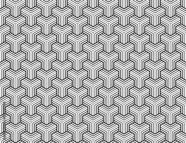 Obraz Modern Hexagon Pattern With Geometric Lines Seamless Texture Abstract Background Stylish Vector Art Monochrome Repeating Design