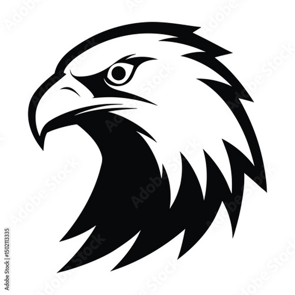 Fototapeta Eagle Head Sharp Profile Vector Silhouette