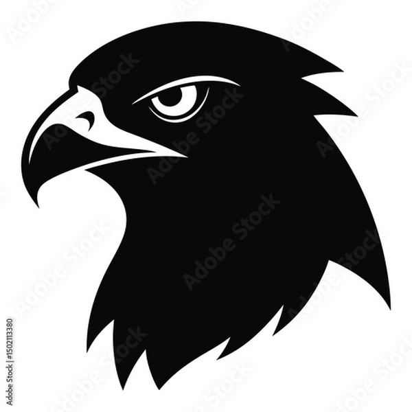 Fototapeta Hawk Head Forward Stare Vector Silhouette