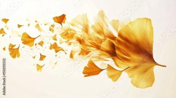 Fototapeta Ginkgo biloba leaves in motion