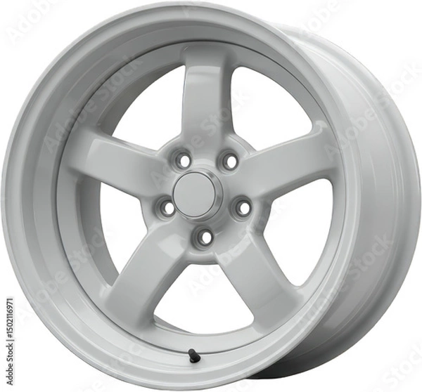 Fototapeta Classic Five Spoke White Alloy Car Wheel Rim Automotive Part Transportation
