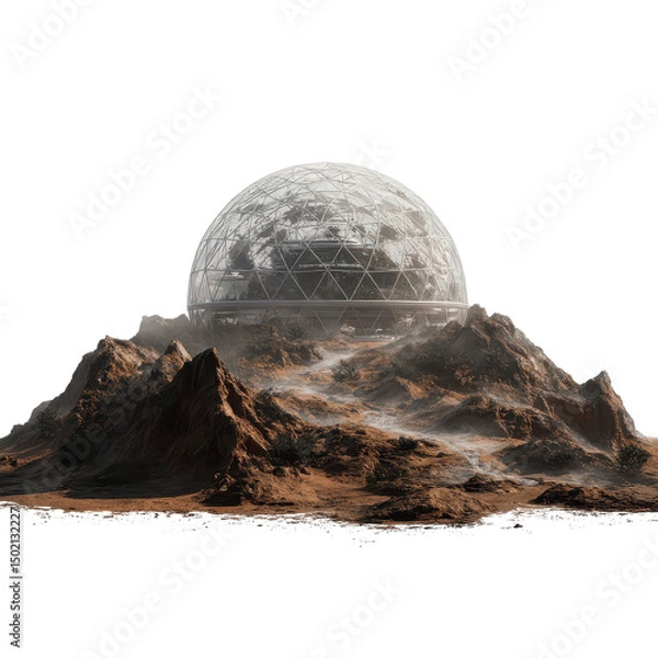 Obraz Futuristic Geodesic Dome on Martian Landscape - Sci-Fi Architectural Render