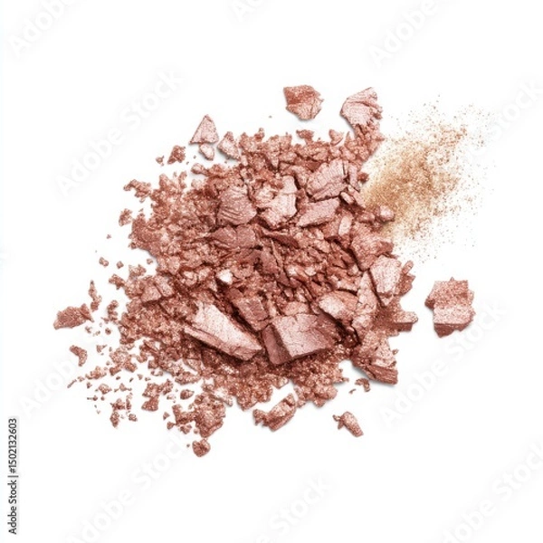 Fototapeta Crushed Rose Gold Eyeshadow Pigment on a White Background for Cosmetic Beauty