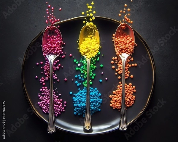 Obraz Conceptual idea of edibles placed a timeline showing ingestion absorption peak effect and come down in four colorful phases