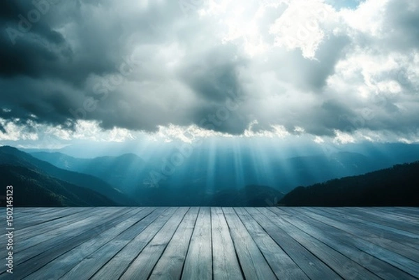 Fototapeta Dramatic clouds over mountains on white background