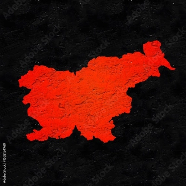Obraz Slovenia red map on isolated black textured background. High quality coloured map of Slovenia.