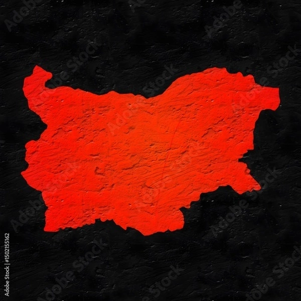 Fototapeta Bulgaria red map on isolated black textured background. High quality coloured map of Bulgaria.