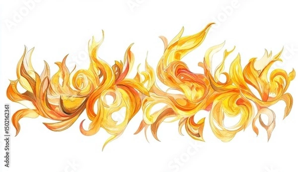 Fototapeta Abstract flame patterns in yellow and orange