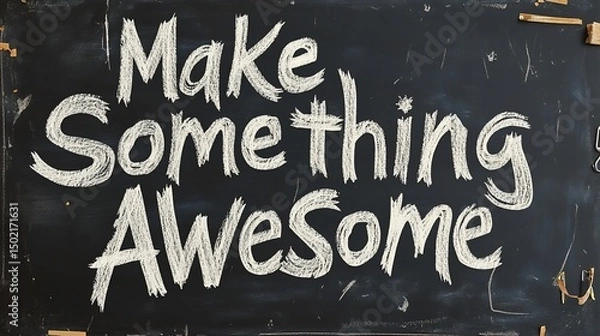 Obraz Inspirational Chalkboard Message, ,Make Something Awesome, for Creative Projects