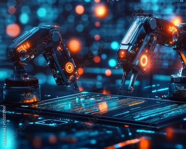Obraz Industrial IoT predictive maintenance with connected machinery sensor data analytics and real time alerts