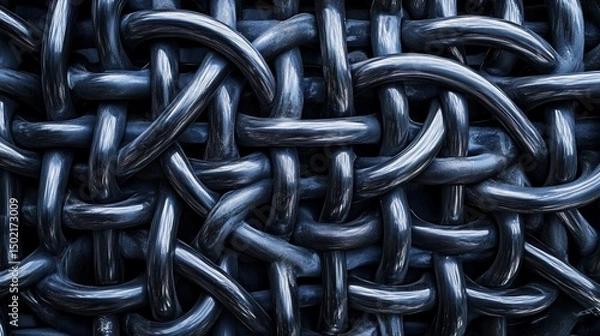 Obraz Detailed Close-Up of Interwoven Metal Links Creating a Strong Texture