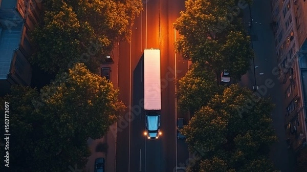 Fototapeta Iot logistics offering real time fleet tracking route optimization and temperature controlled supply chains