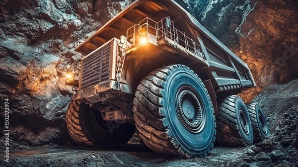 Obraz Massive Mining Truck Excavating Resourceful Minerals from a Quarry
