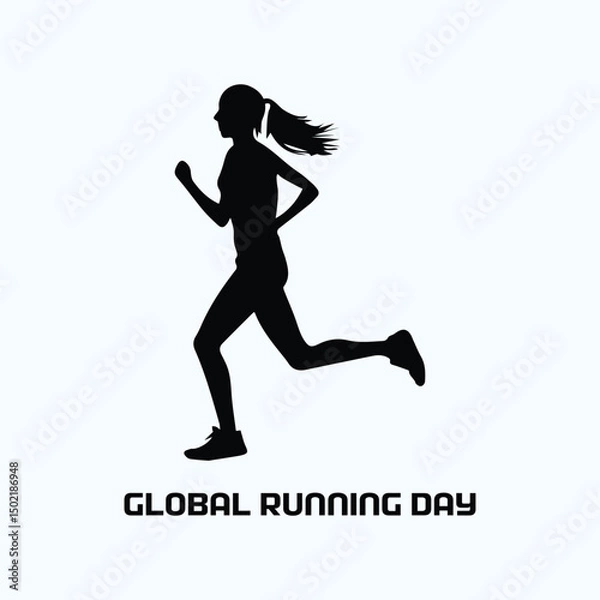 Fototapeta Global Running Day silhouette design background