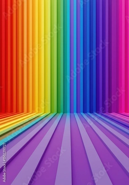 Fototapeta Vibrant Rainbow Stripes Background, Colorful Abstract Texture -  Rainbow Color Palette, Vertical Stripes Design