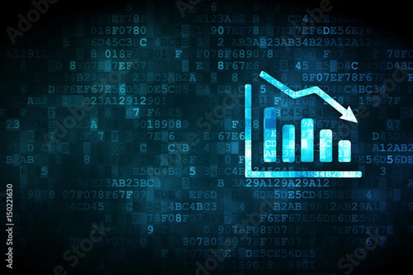 Fototapeta Finance concept: Decline Graph on digital background