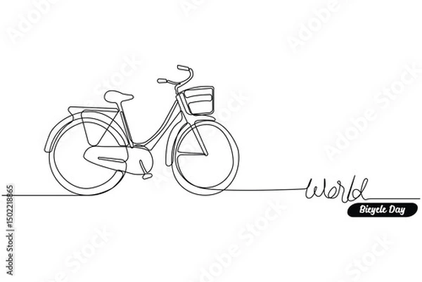 Obraz Hand-drawn bicycle line art drawing. World Bicycle Day concept background. Vector illustration