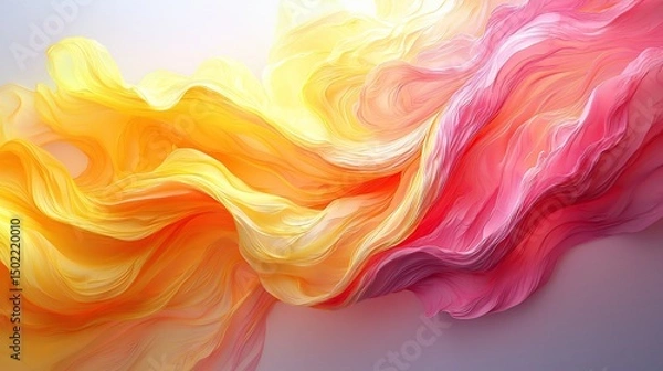 Fototapeta Motion Art Formed By Swirling Yellow and Pink Bloom Trails Over Minimalist Surfaces With Detailed Texture Gradients