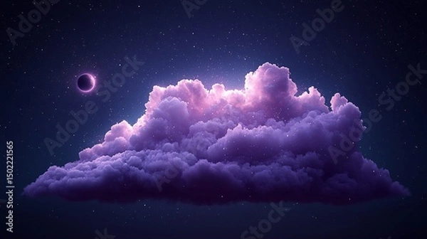 Fototapeta Nostalgia Wrapped In a Floating Violet Cloud Shaped Like a Fading Planet Slowly Orbiting a Star From Memory