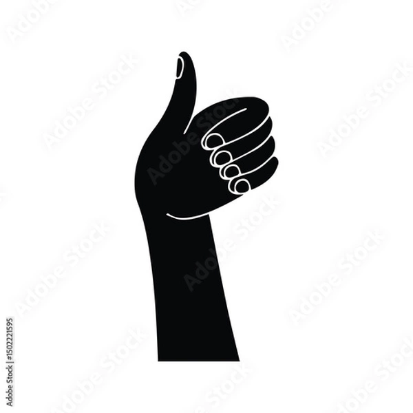 Obraz Thumbs Up Icon. Hand With Thumbs Up Gesture Illustration. Ok And Agree Sign. Support And Like Symbol.