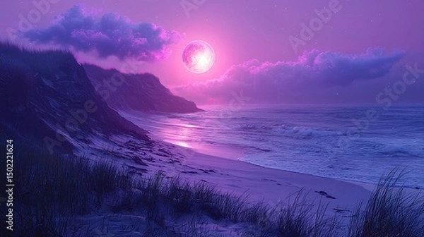 Fototapeta Nostalgia Wrapped In a Floating Violet Cloud Shaped Like a Fading Planet Slowly Orbiting a Star From Memory