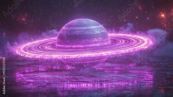 Fototapeta Nostalgia Wrapped In a Floating Violet Cloud Shaped Like a Fading Planet Slowly Orbiting a Star From Memory
