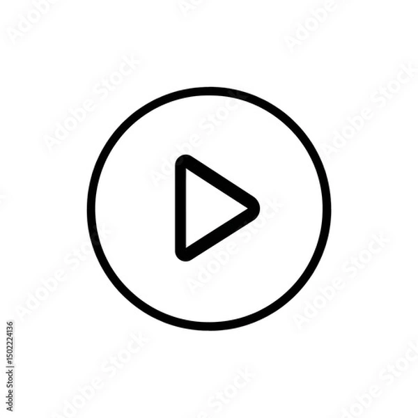 Fototapeta Play button simple vector icon in white