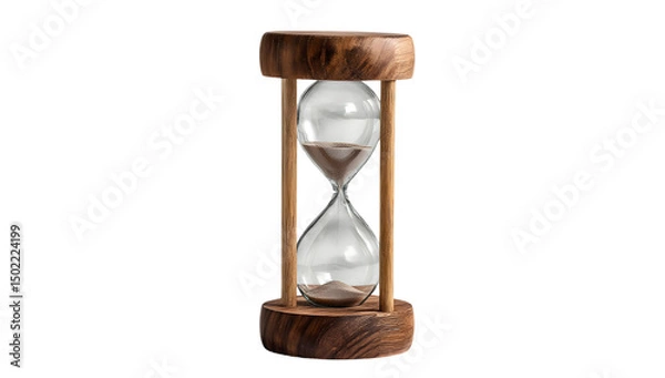 Fototapeta Hourglass with sand and wooden frame element