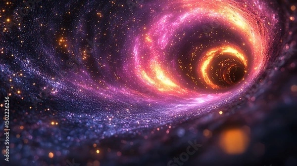 Fototapeta Surreal Software Universe of Gas Motion Coded In Swirl Patterns With Dramatic Fractal Bloom and Yellow Fantasy Stars