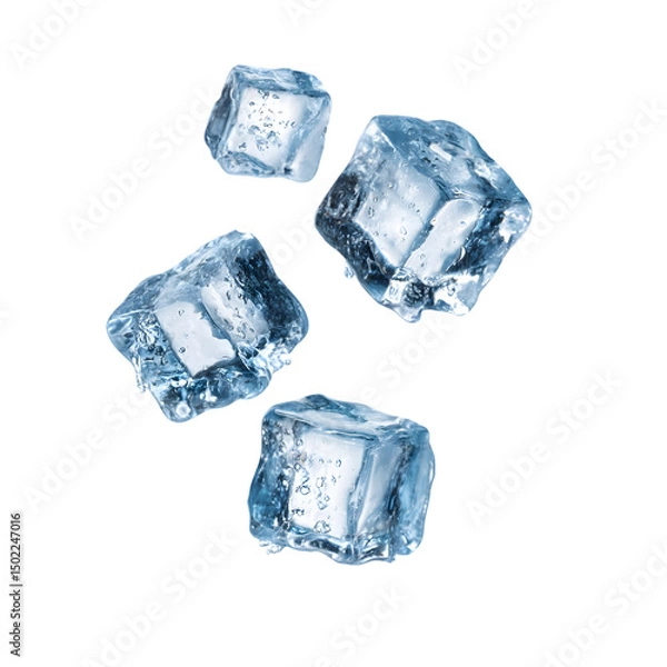 Fototapeta Ice cubes cold refreshment on dark