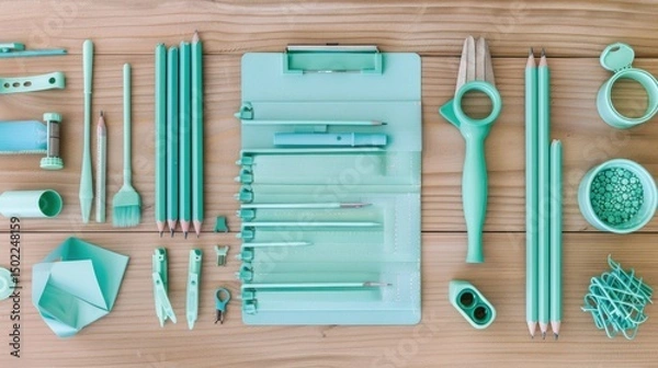 Fototapeta Quantum Quill  A Futuristic Study in Mint