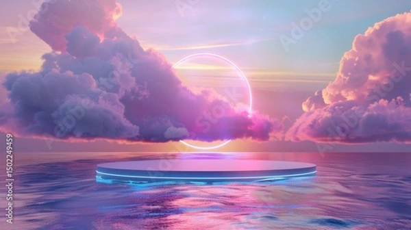 Fototapeta Celestial Platform - Neon Horizon
